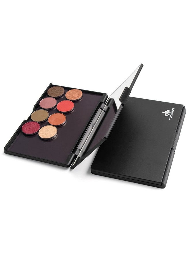 Makeup Magnetic Palette With Mirror And 20Pcs Metal Stickers Empty Storage Palette For Eyeshadow Powder Highlighter Black