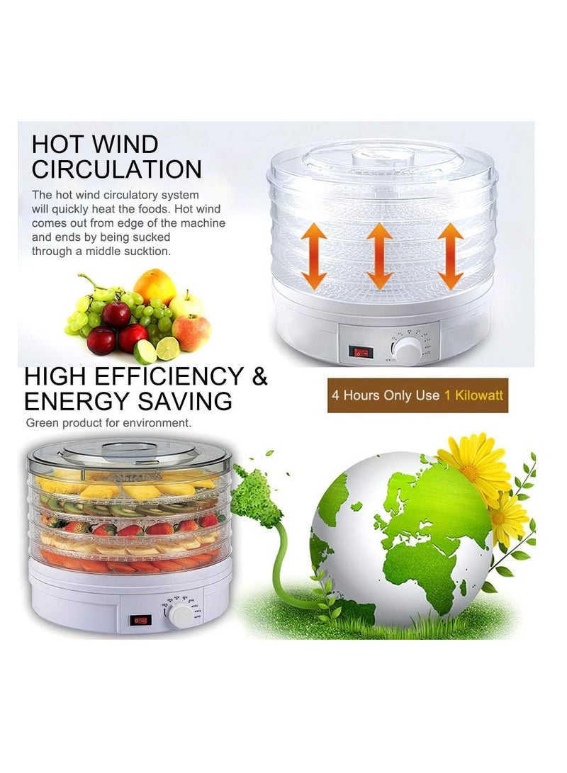 Electric Food Dehydrator Machine 5 Tray Tier Fruit Dryer Beef Jerky Herbs Dryer with Adjustable Thermostat