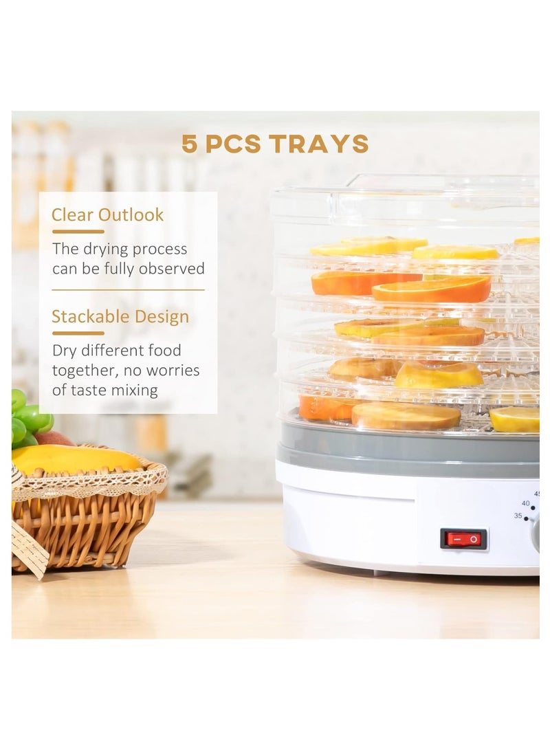 Electric Food Dehydrator Machine 5 Tray Tier Fruit Dryer Beef Jerky Herbs Dryer with Adjustable Thermostat