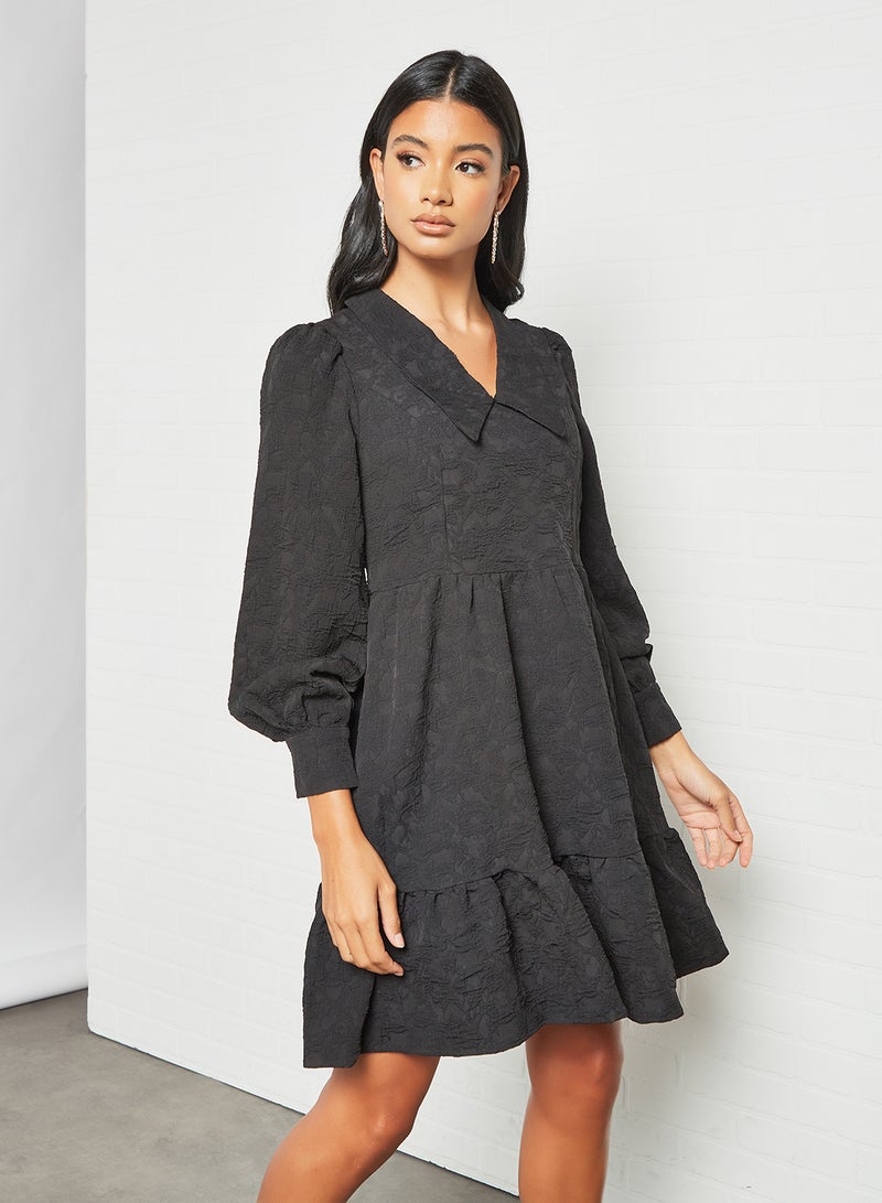 Collared Mini Dress Black