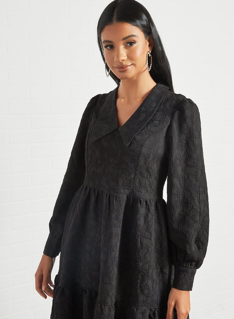 Collared Mini Dress Black