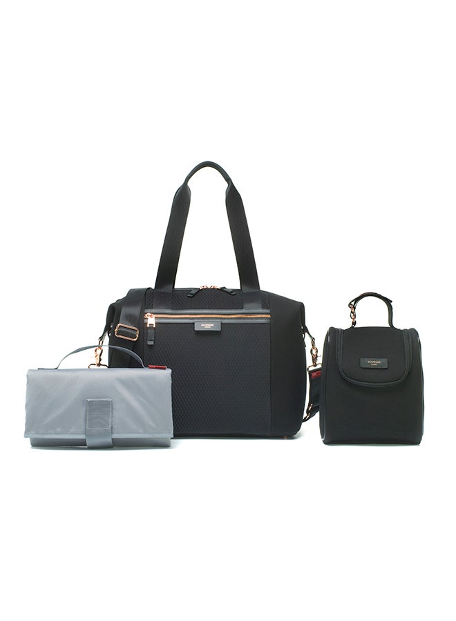 Stevie Luxe Diaper Bag - Black Scuba