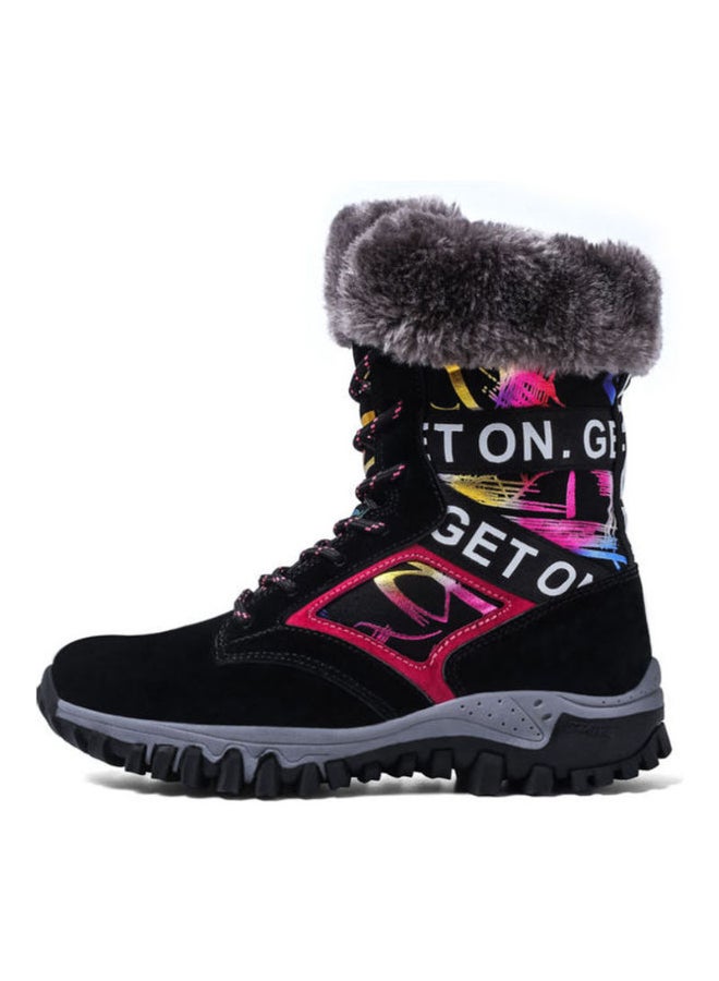 High Top Snow Ankle Boots Black/Red/Yellow