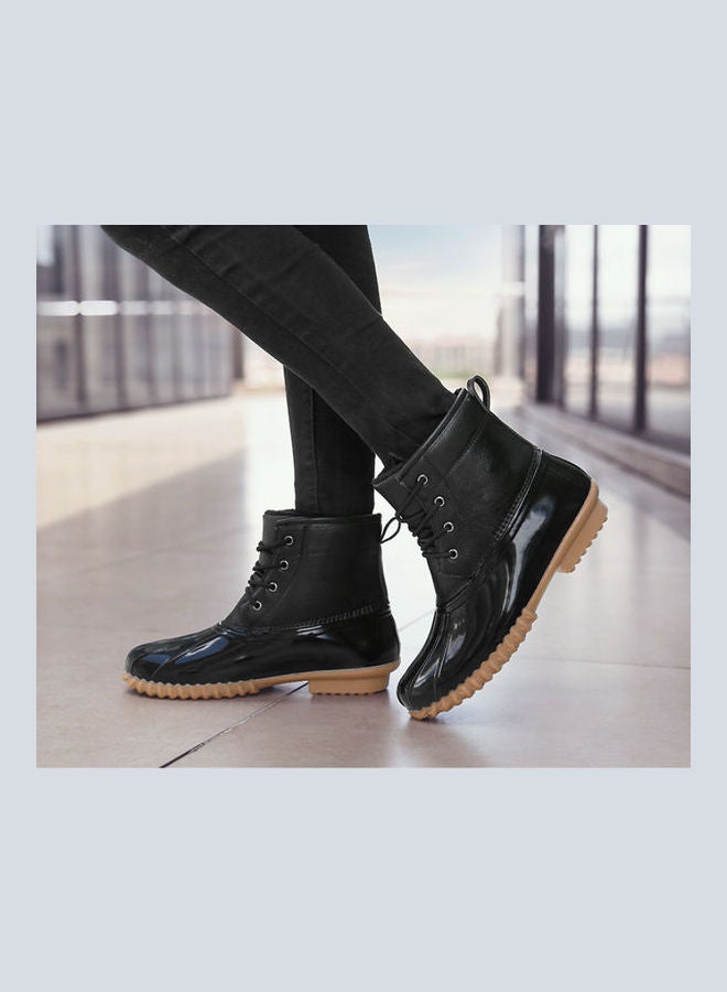 Lace-Up Casual Snow Boots Black