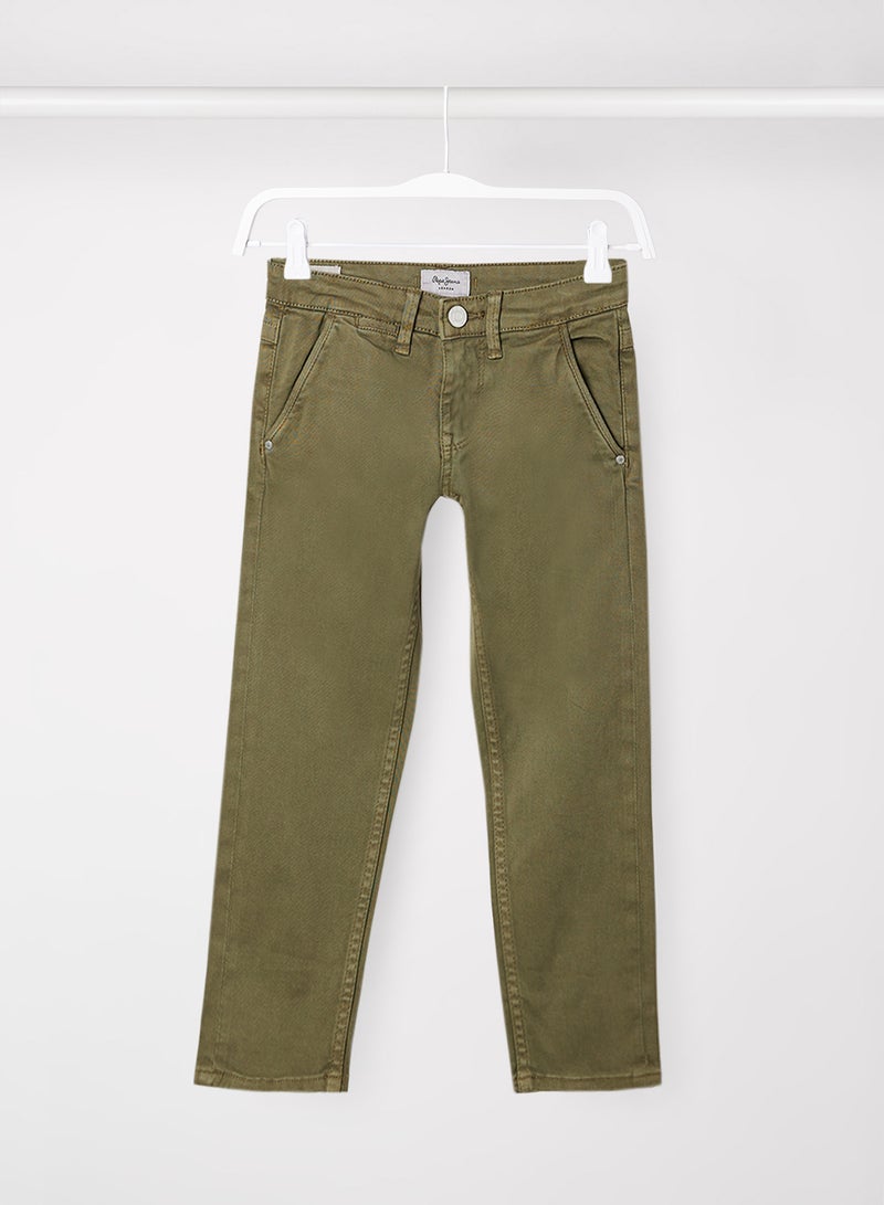 Kids/Teen Solid Chinos Olive