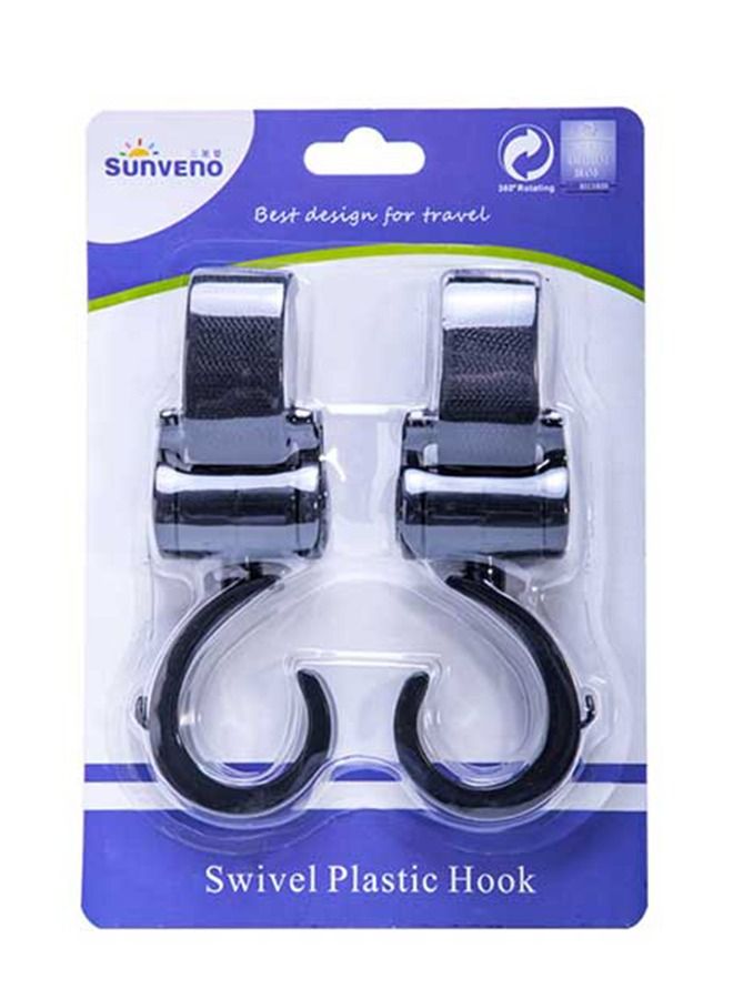 Double Baby Stroller with Hooks - Black