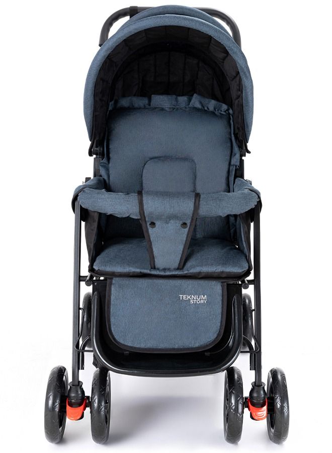 Double Baby Stroller with Hooks - Grey