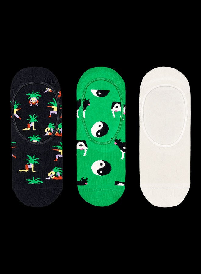3-Pack Ying & Yang Cow Liner Socks Multicolour