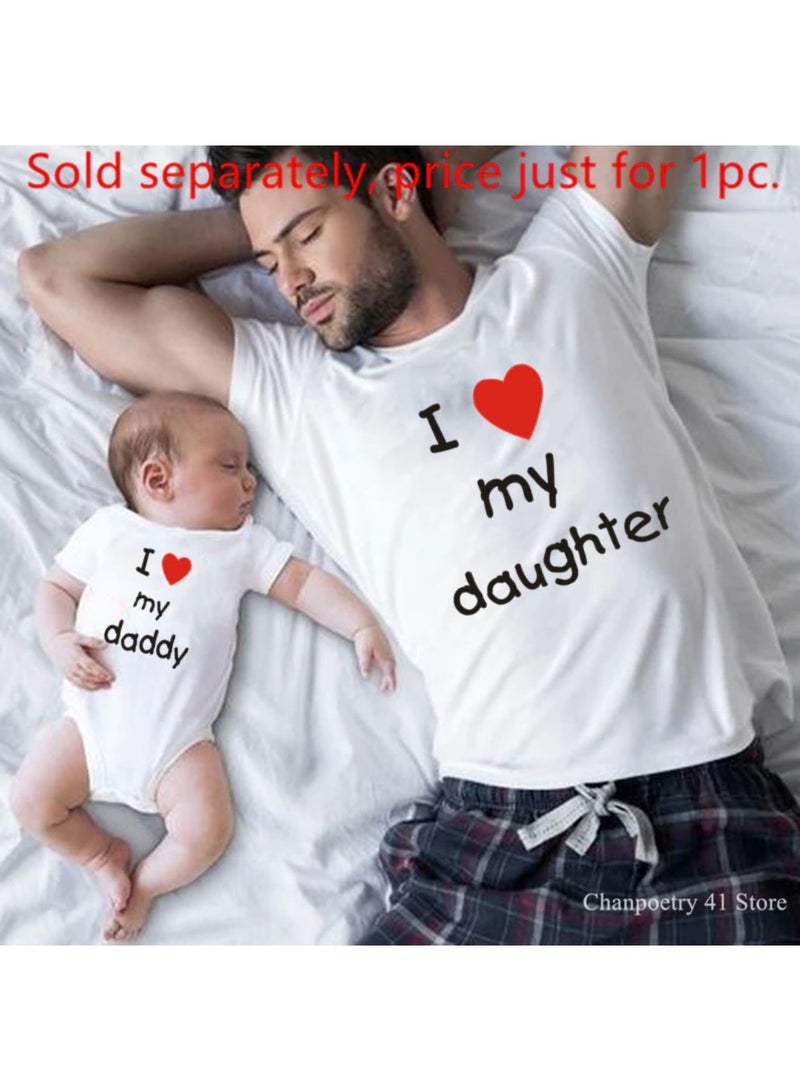 I Love My Daughter I Love My Daddy Printed T-Shirt
