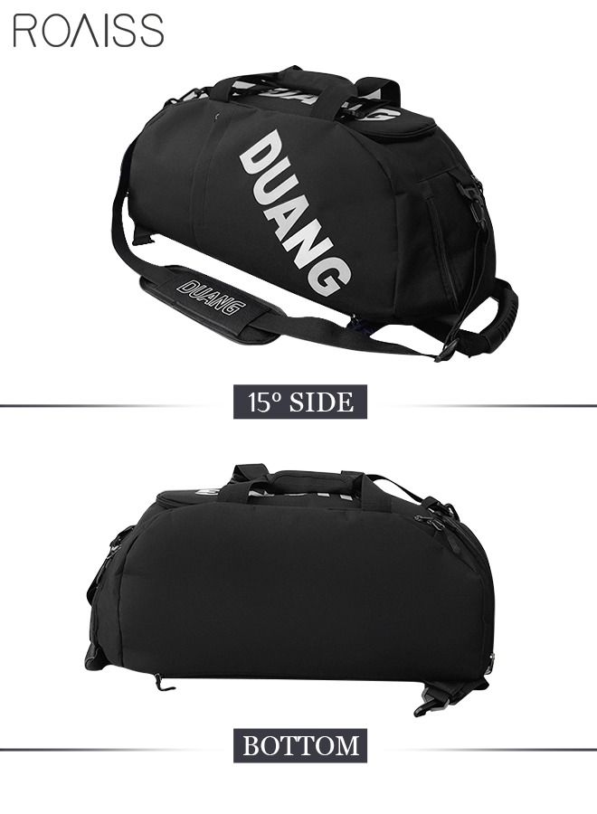 Unisex Gym Duffel Bag Sports Backpack Portable Luggage Handbag Wet and Dry Separation Shoes Compartment Large Capacity Crossbody Bag for Fitness Travel Black