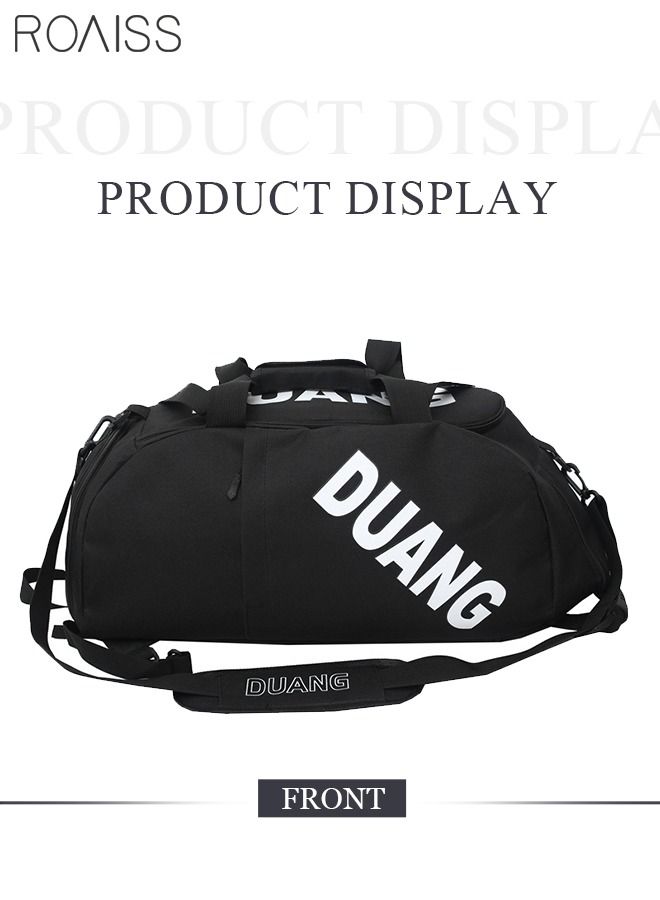 Unisex Gym Duffel Bag Sports Backpack Portable Luggage Handbag Wet and Dry Separation Shoes Compartment Large Capacity Crossbody Bag for Fitness Travel Black