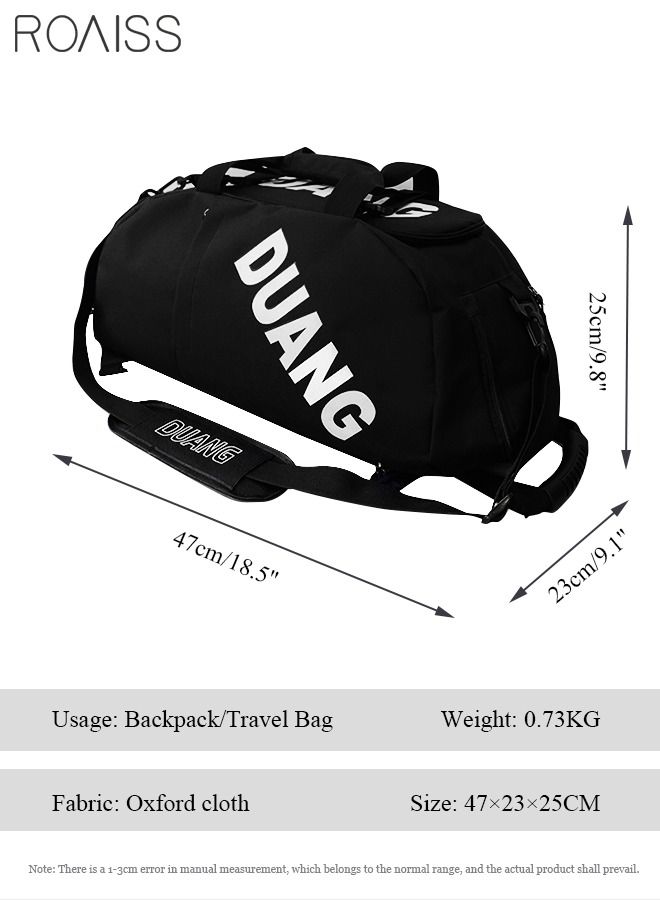 Unisex Gym Duffel Bag Sports Backpack Portable Luggage Handbag Wet and Dry Separation Shoes Compartment Large Capacity Crossbody Bag for Fitness Travel Black