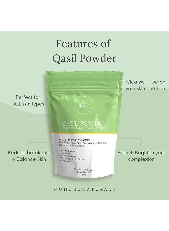 Huru Naturals Qasil Powder 20 Grams Ancient Somali Beauty Secret Gentle Deep Cleansing Facial Mask For Beautiful Glowing Skin. Reduces Dark Marks And Scars. Brightens. Detoxifies.