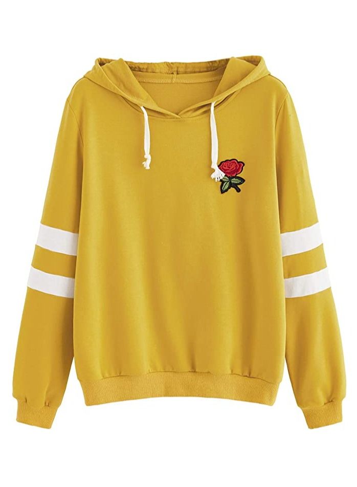 Embroidery Patch ROSE Design  YELLOW HOODIE for Unisex adult