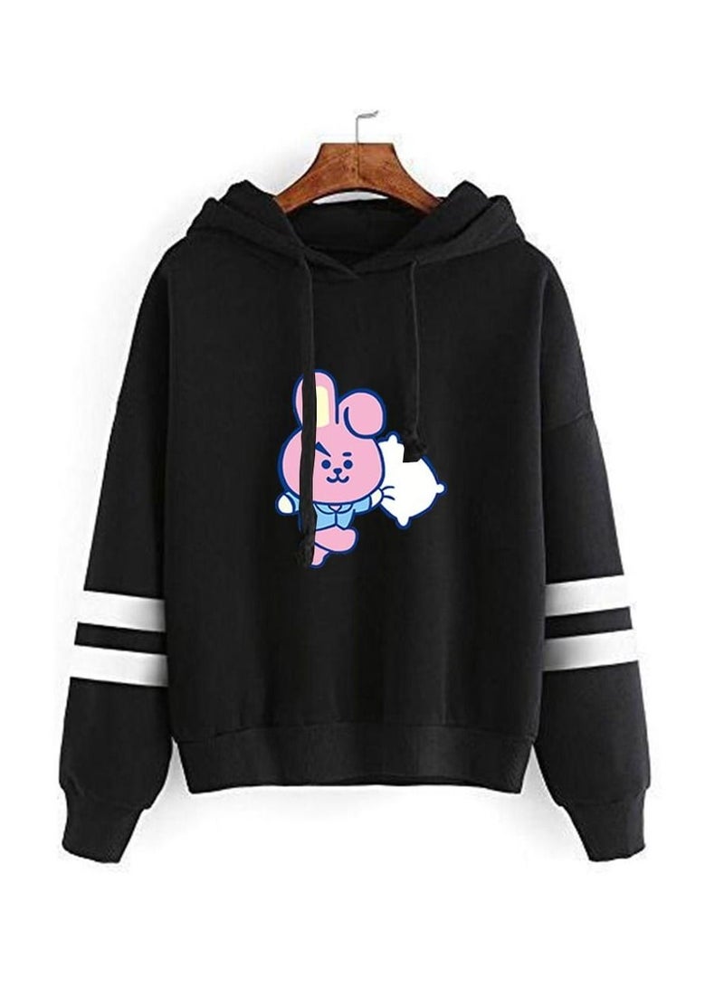 New spring and autumn BT21 Cooky bulletproof group BTS Sweater hoodie for Unisex adult Black