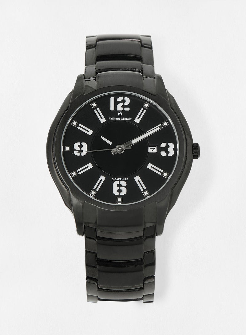 Metal Analog Wrist Watch M1321BB - 43.4mm - Black