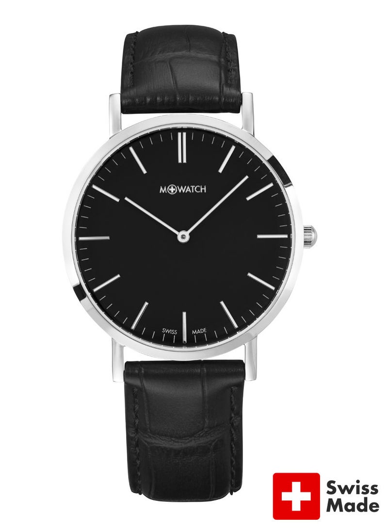 Leather Strap Analog Wrist Watch WRG.34120.LB - 40 mm - Black