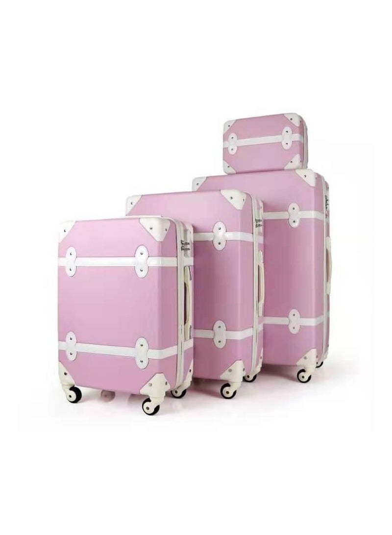 4 Pieces Luggage Set with 4 Spinner Wheels 28x24x20 inch Vintage Design Pink