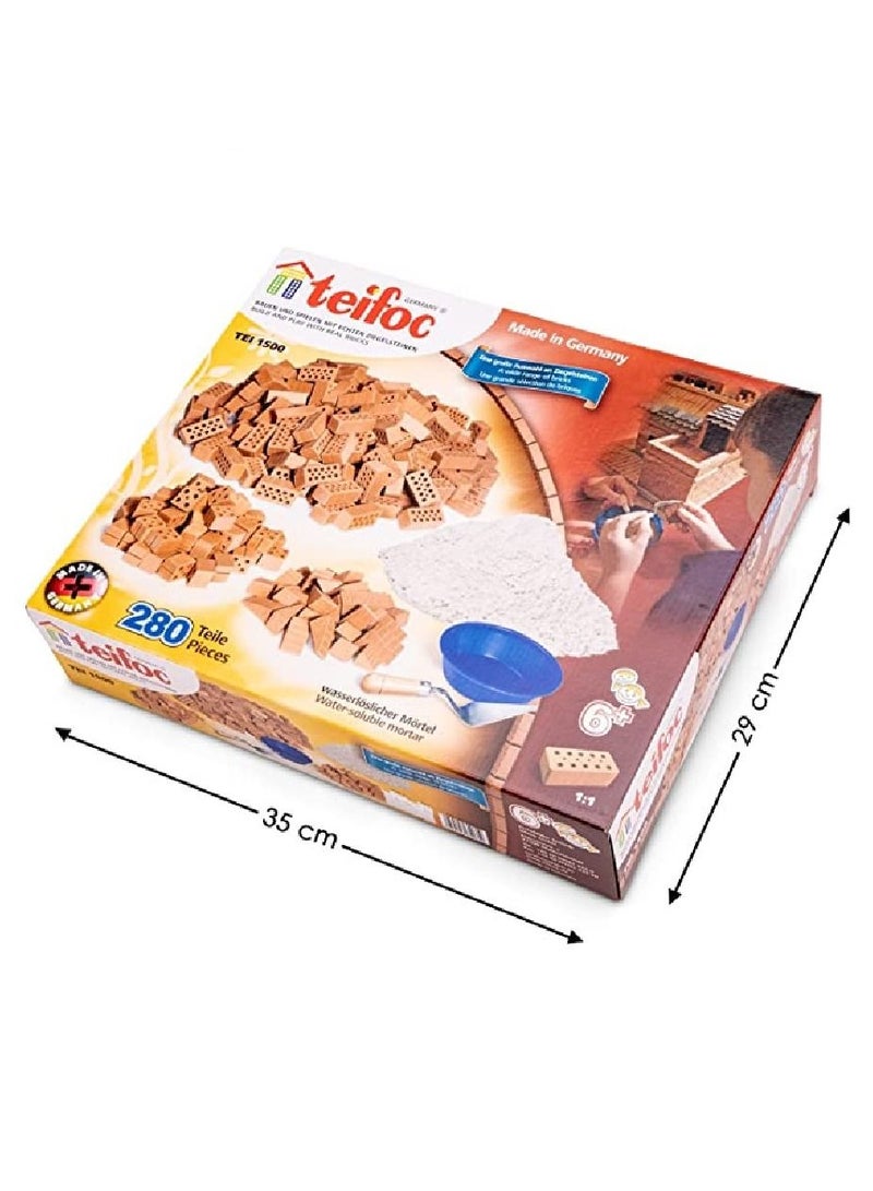 Teifoc Huge Supplement Set 280 Pieces Stem Learning Inspired Brick Construction Set with Safe Mortar Made in Germany TEI 1500