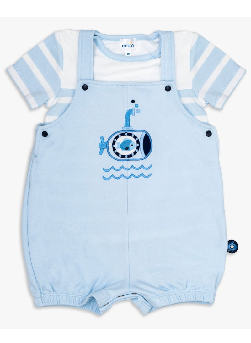 MOON 100% Cotton T-Shirt and Dungaree 18-24M Blue - Little Submarine