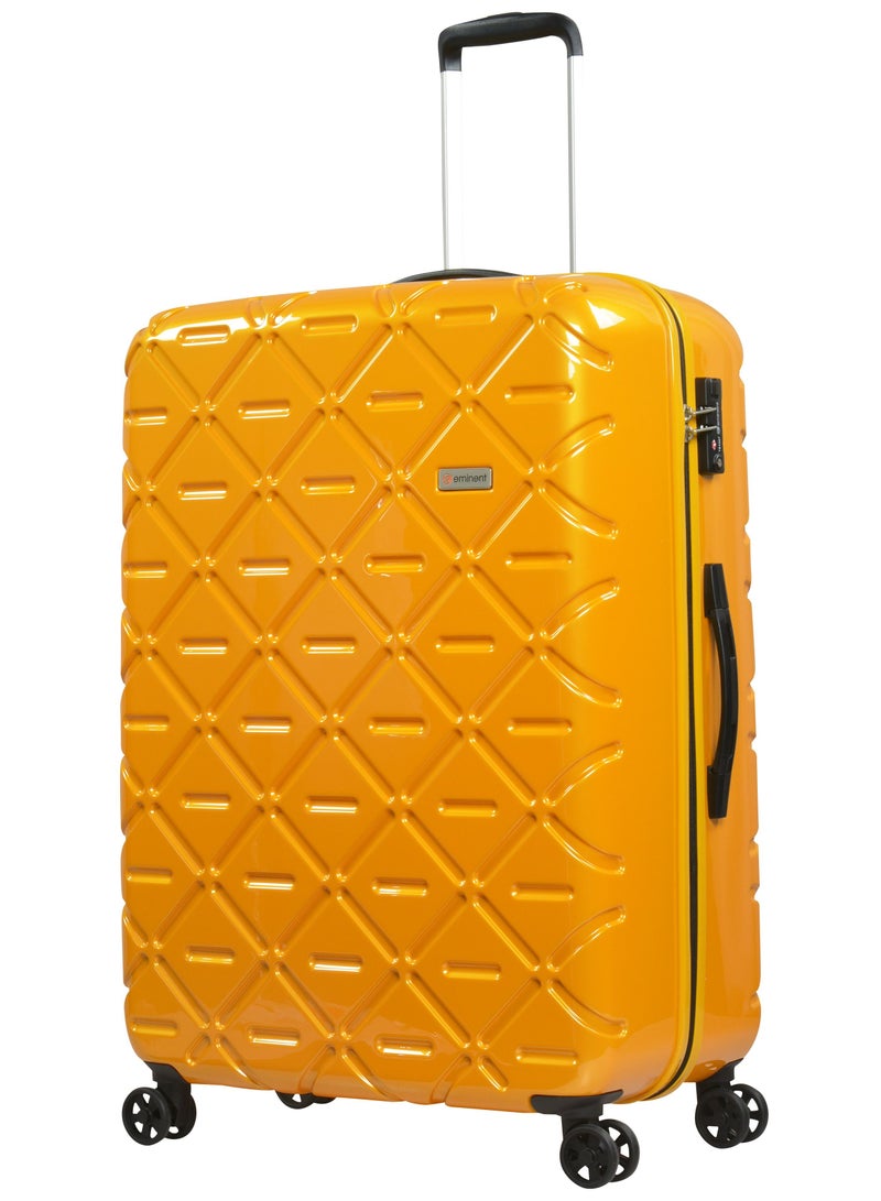 Wheeled Unisex Hard Shell Luggage Trolley Makrolon Lightweight 4 Quiet Double Spinner Wheel Suitcase with TSA lock KG18 Sunset Yellow Sunset Yellow