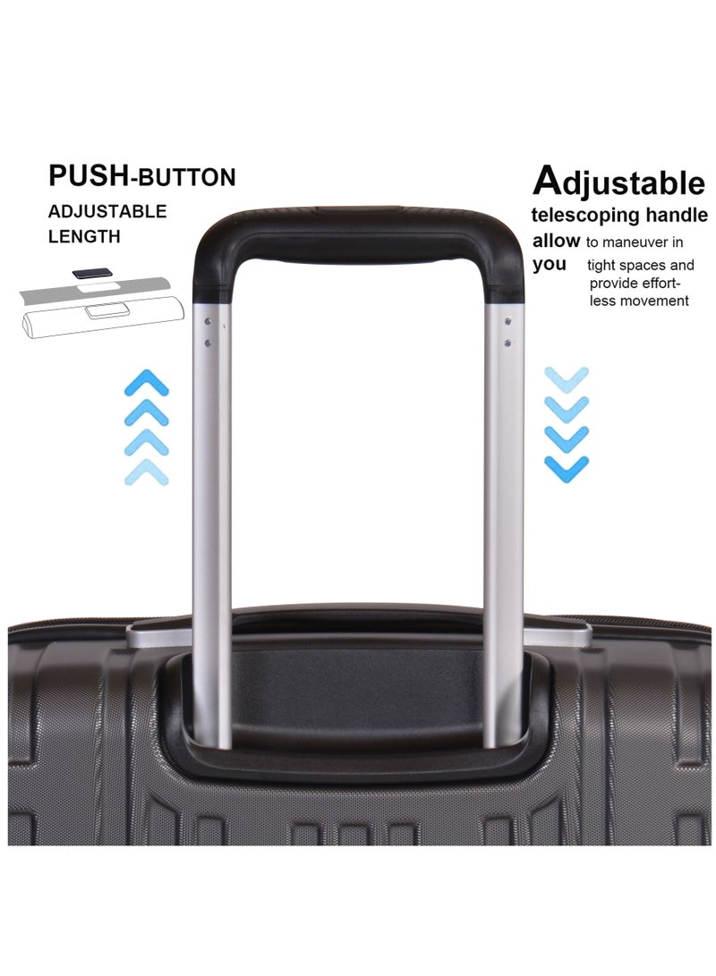 Hard Case Trolley Luggage Set of 3 Makrolon Polycarbonate Lightweight Expandable Zipper Travel Bags And Robust 4 Quiet Wheels With TSA Lock Kg82 Black