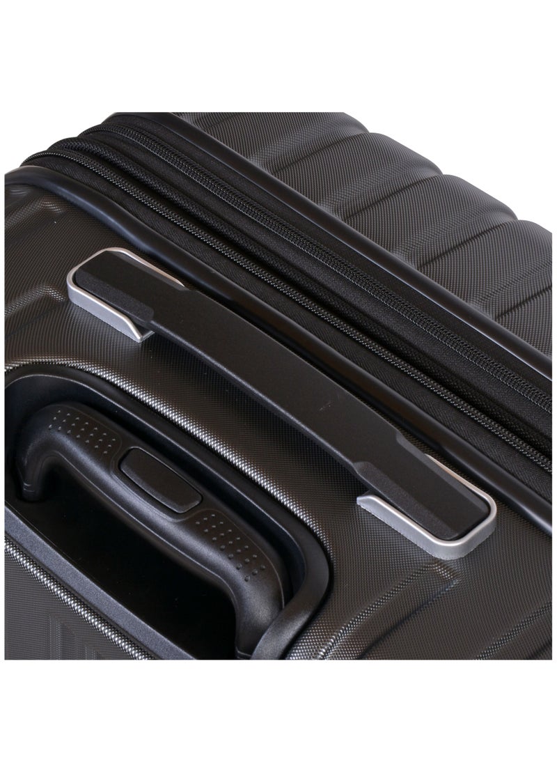 Hard Case Trolley Luggage Set of 3 Makrolon Polycarbonate Lightweight Expandable Zipper Travel Bags And Robust 4 Quiet Wheels With TSA Lock Kg82 Black