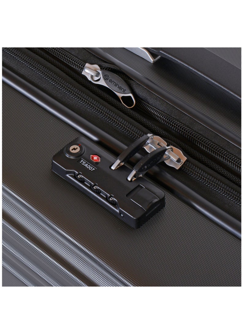 Hard Case Trolley Luggage Set of 3 Makrolon Polycarbonate Lightweight Expandable Zipper Travel Bags And Robust 4 Quiet Wheels With TSA Lock Kg82 Black