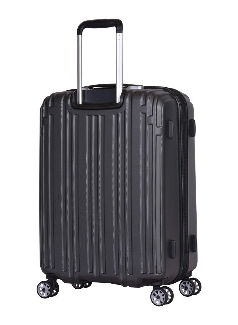 Hard Case Trolley Luggage Set of 3 Makrolon Polycarbonate Lightweight Expandable Zipper Travel Bags And Robust 4 Quiet Wheels With TSA Lock Kg82 Black