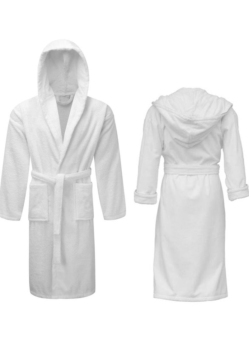 Hooded Bathrobe For Adults, White