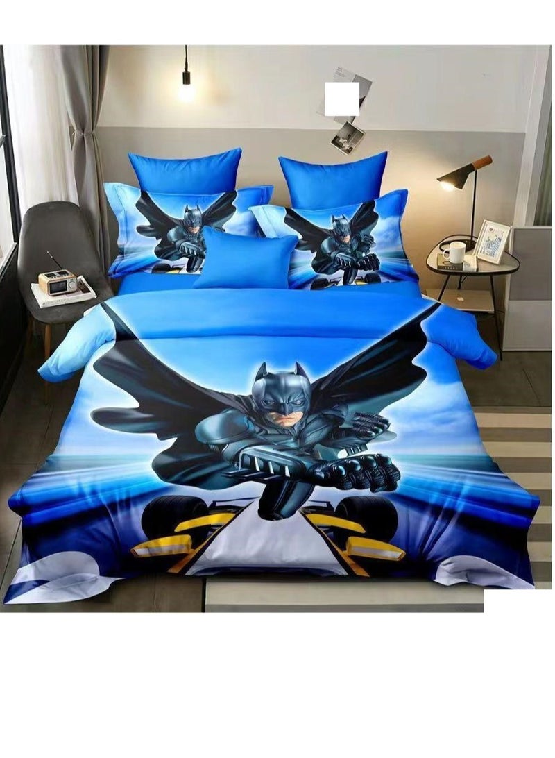 3D Comforters Queen Size Cartoon characters bedding set with fixed duvet insert, fitted bedsheet and pillowcase, 4-Pieces set QU18