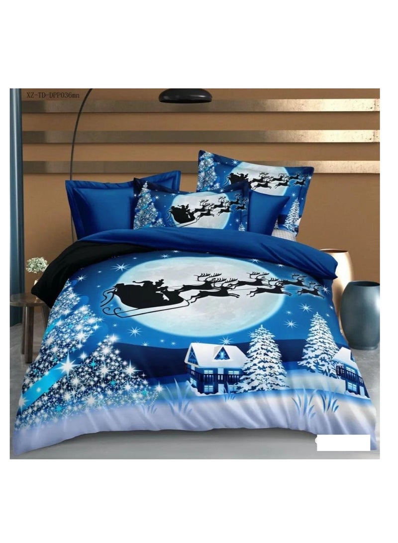 3D Comforters Queen Size Cartoon characters bedding set with fixed duvet insert, fitted bedsheet and pillowcase, 4-Pieces set QU12