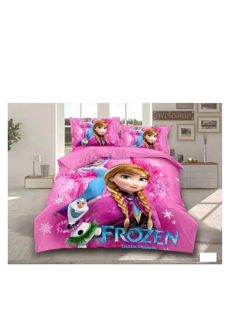 3D Comforters Queen Size Cartoon characters bedding set with fixed duvet insert, fitted bedsheet and pillowcase, 4-Pieces set QU2
