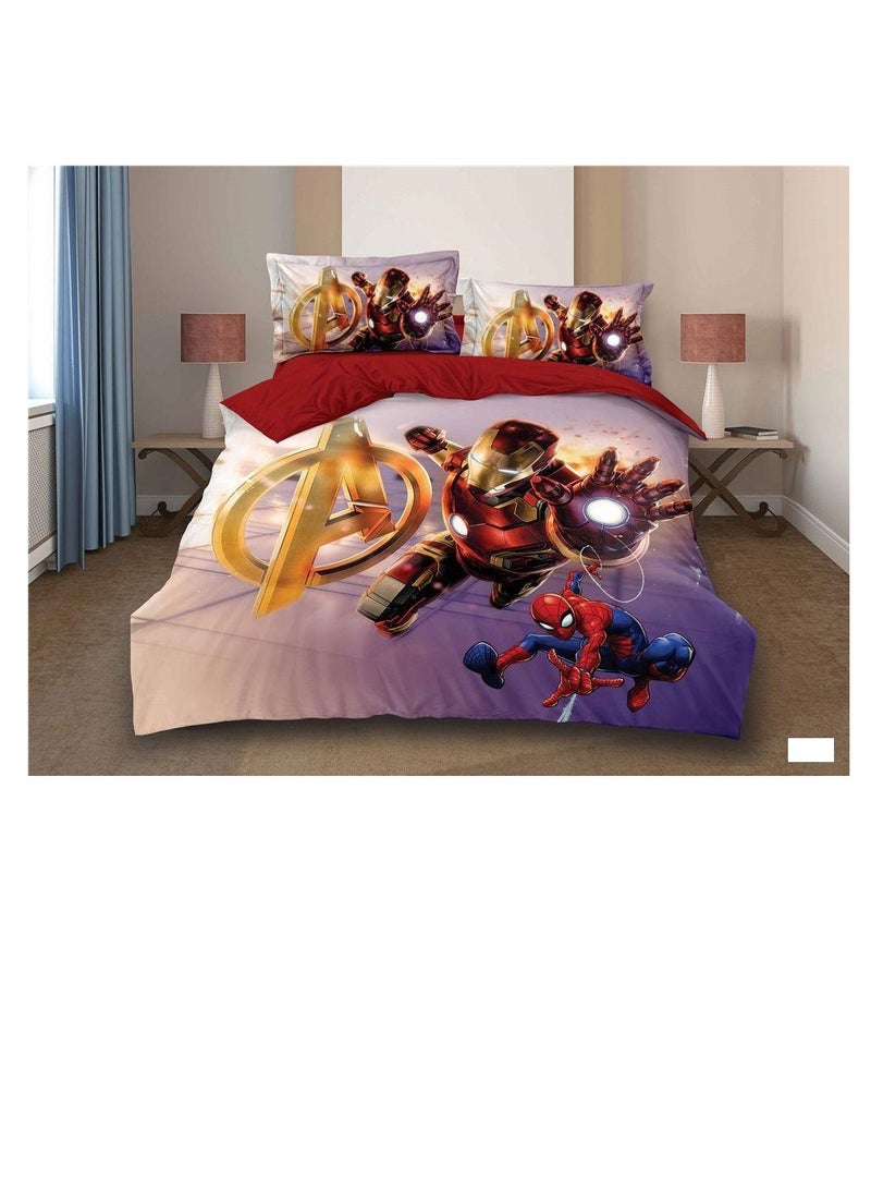 3D Comforters Queen Size Cartoon characters bedding set with fixed duvet insert, fitted bedsheet and pillowcase, 4-Pieces set QU19