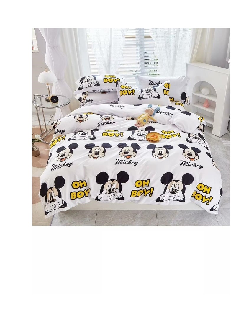3D Comforters Queen Size Cartoon characters bedding set with fixed duvet insert, fitted bedsheet and pillowcase, 4-Pieces set QU5