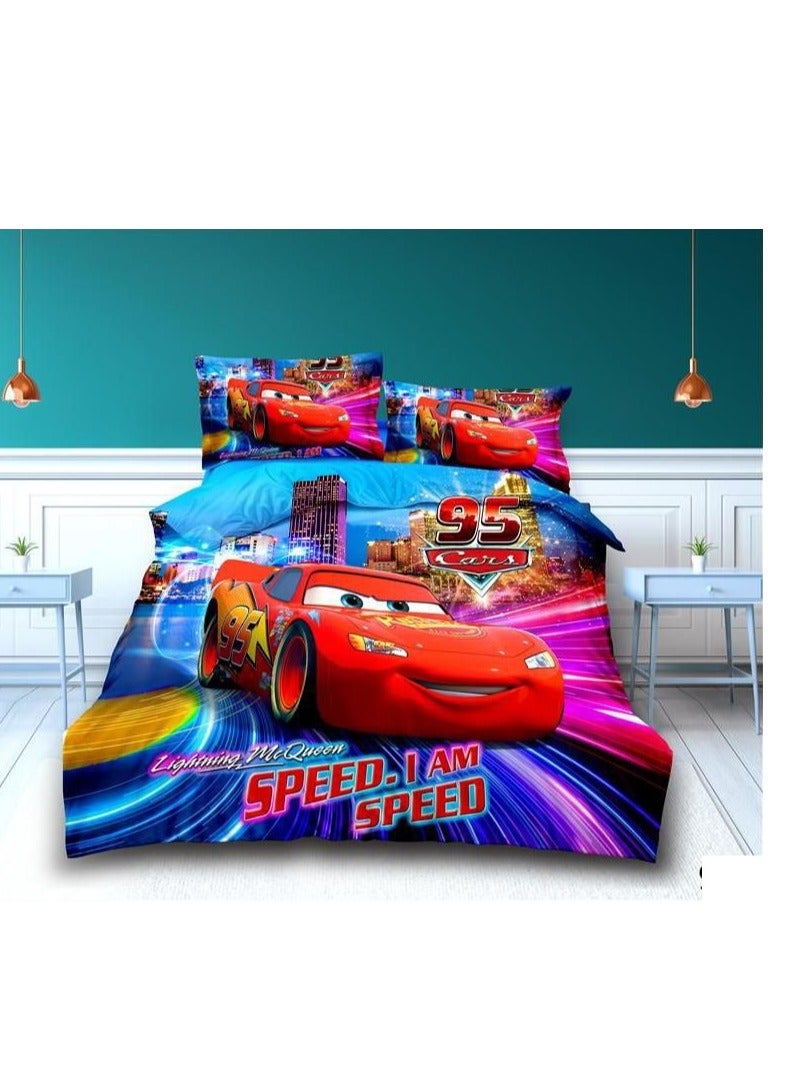 3D Comforters Queen Size Cartoon characters bedding set with fixed duvet insert, fitted bedsheet and pillowcase, 4-Pieces set QU3