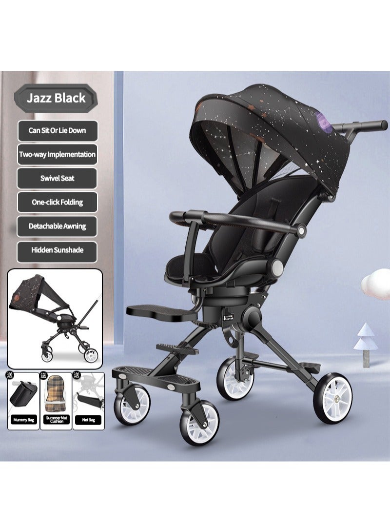 One-button Folding Can Sit And Lie Flat Two-way Stroller