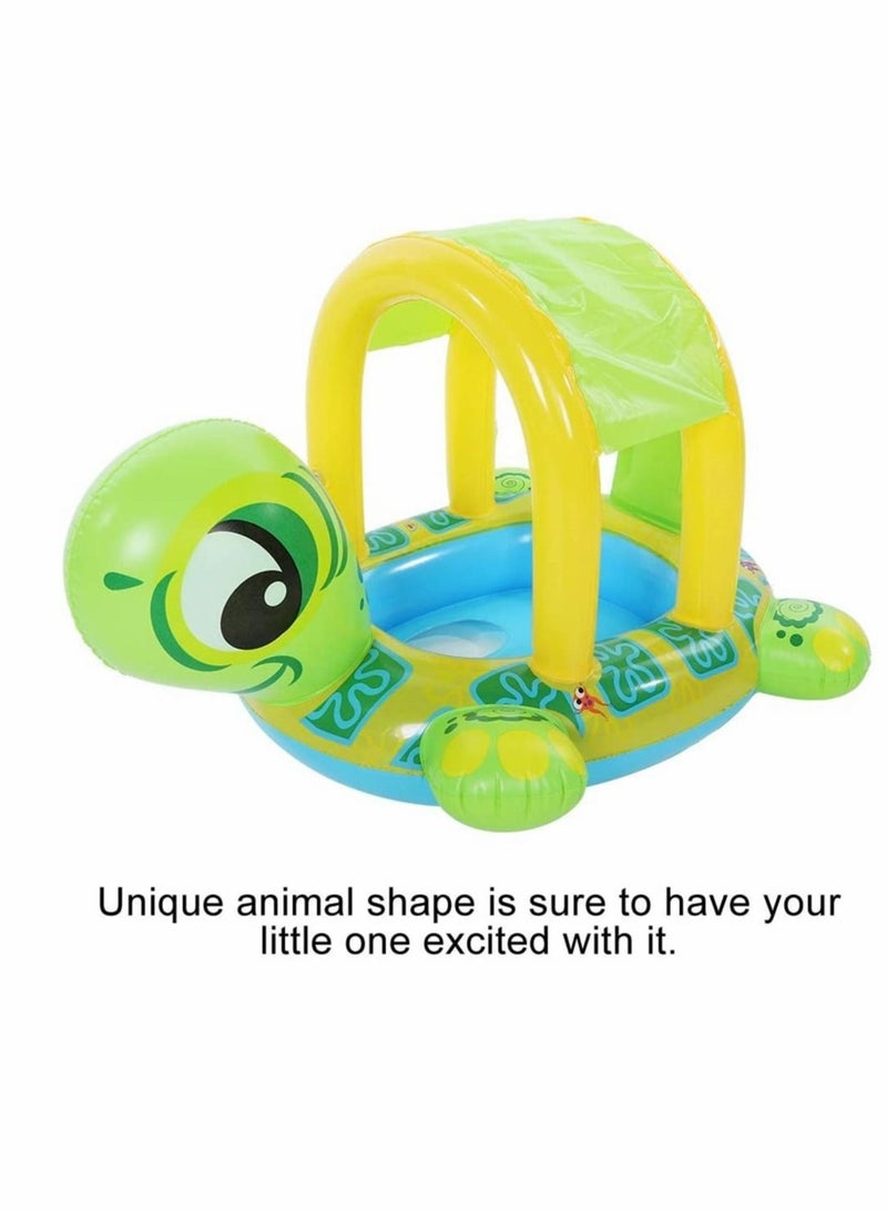 Tortoise Awning Swimming Laps Seat Float Boat Water Sports Inflatable Pool Boat, Cute Animal Shape Swimming Rings, For The Age 1-3 Years Old Kids For Outdoor And Summer Swimming Pool Party