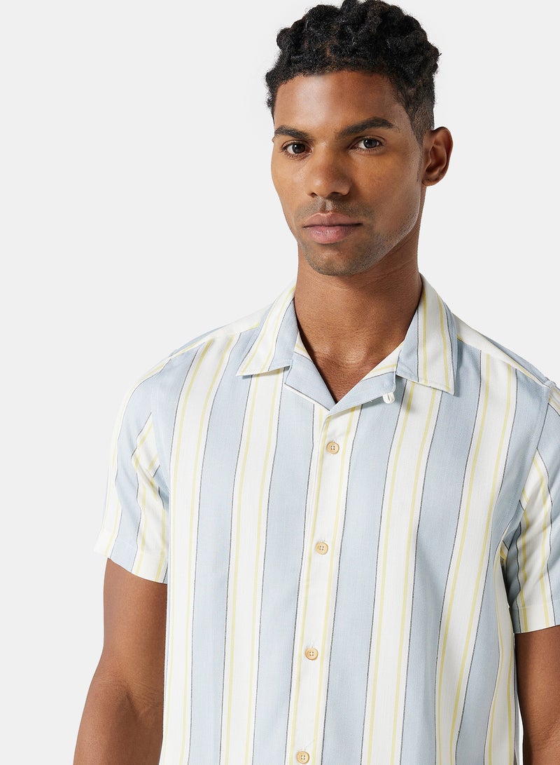 Stripe Print Shirt Light Blue