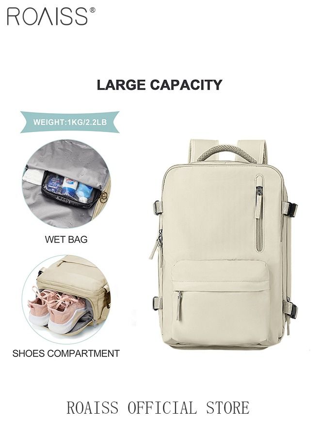 Travel Backpack for Men Women Carry On Backpack with USB Charging Port Shoe Compartment 15.6 Inch Laptop Backpack Flight Approved College School Bag Casual Daypack for Weekender Business Hiking