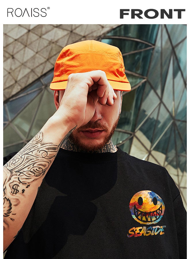 2Pcs Men's T-shirt Loose Version Trendy All-Match Pattern Printing Short Sleeves