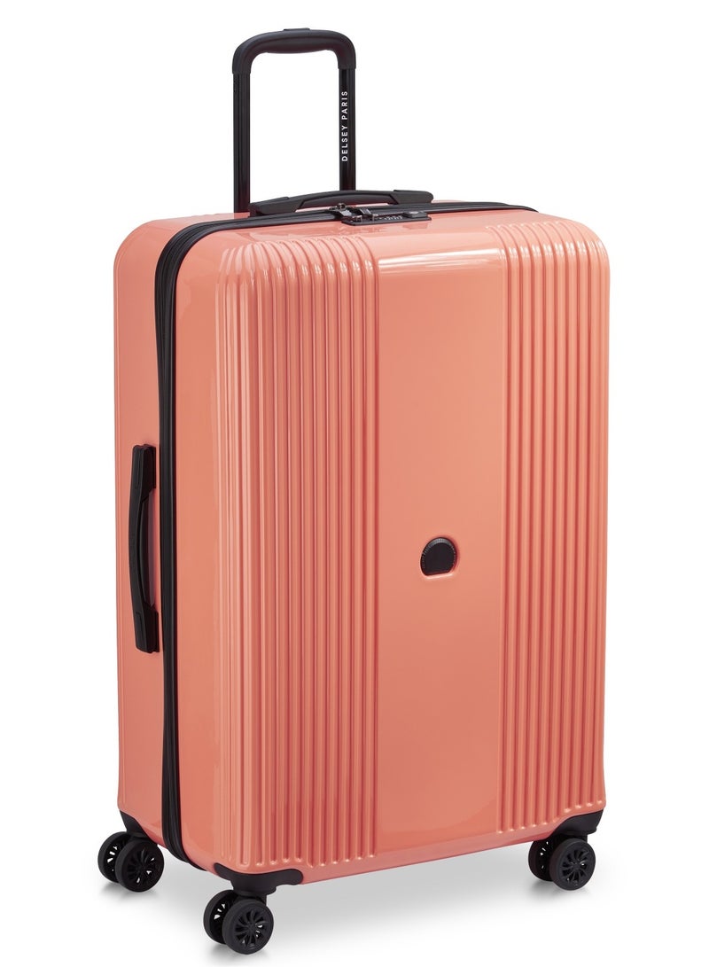 Delsey Ophelie 55+70+82cm Hardcase 4 Double Wheel Expandable Cabin & Check-In Luggage Trolley Set Glossy Pink + FREE Delsey Agreable Backpack