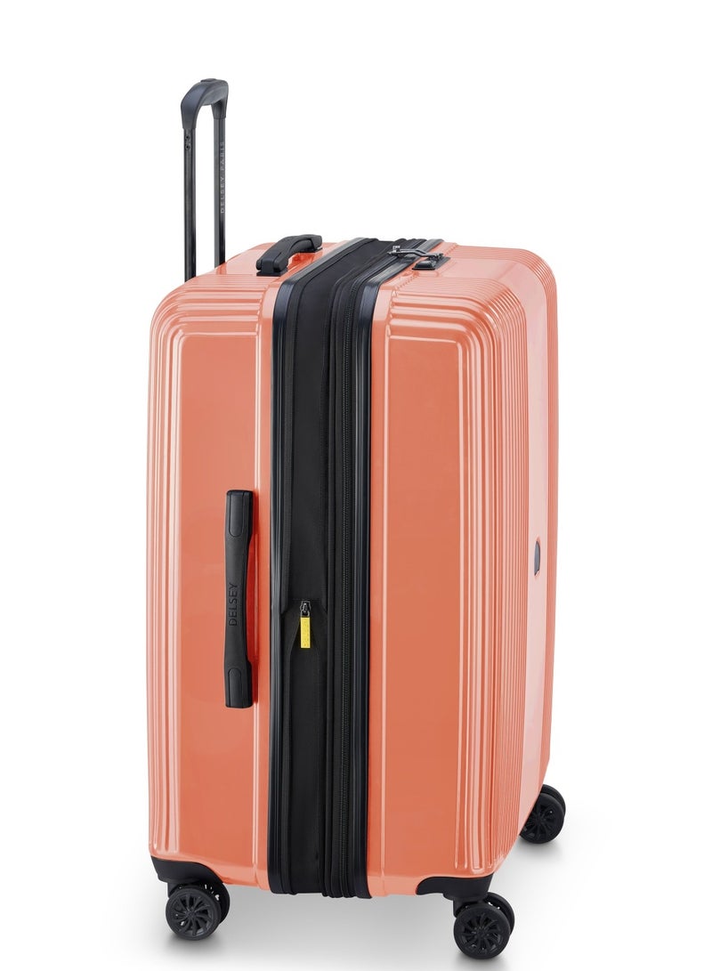 Delsey Ophelie 55+70+82cm Hardcase 4 Double Wheel Expandable Cabin & Check-In Luggage Trolley Set Glossy Pink + FREE Delsey Agreable Backpack