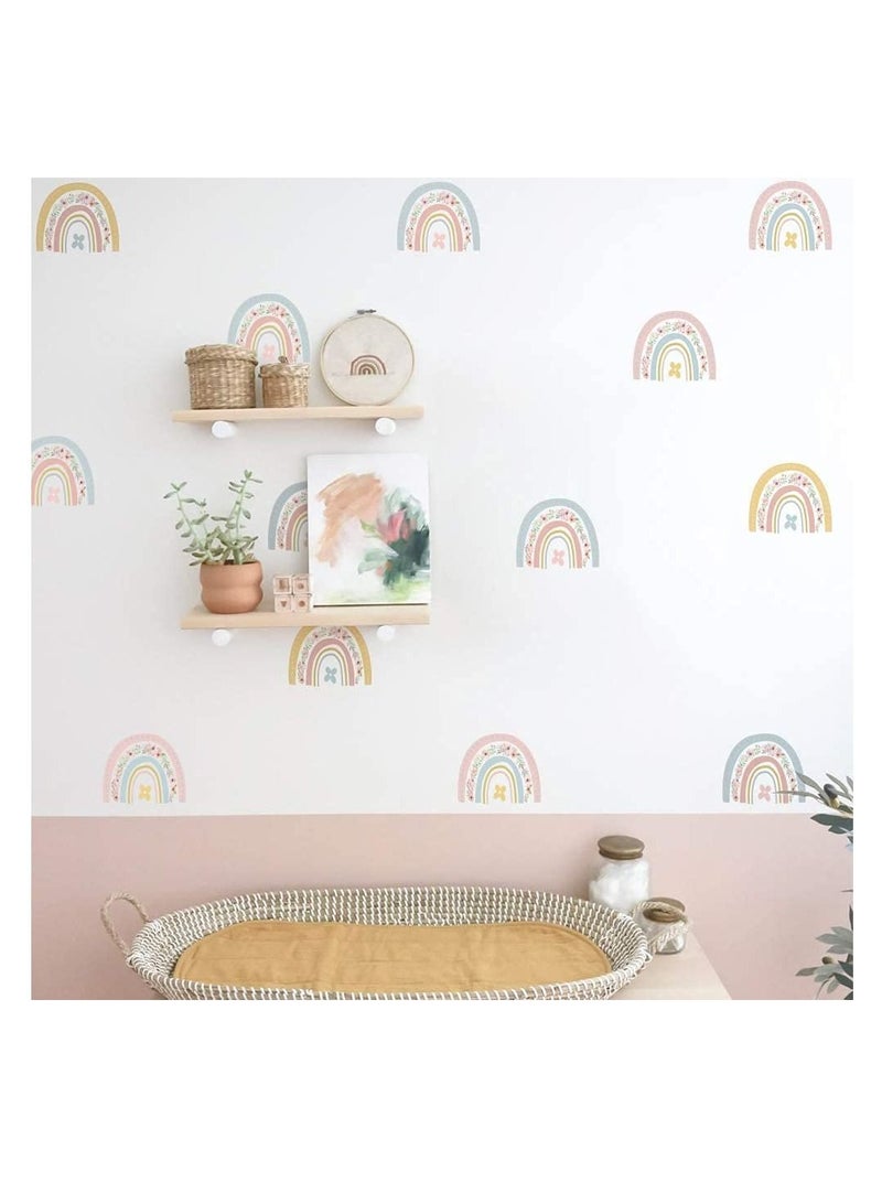Flower Mini Rainbow Bohemian Decal, Room Decoration DIY Stickers Children's Baby PVC Wall Stickers Waterproof and Stick Rainbow Mural Stickers Vinyl Kids Wall Decor Art (6 Pieces)