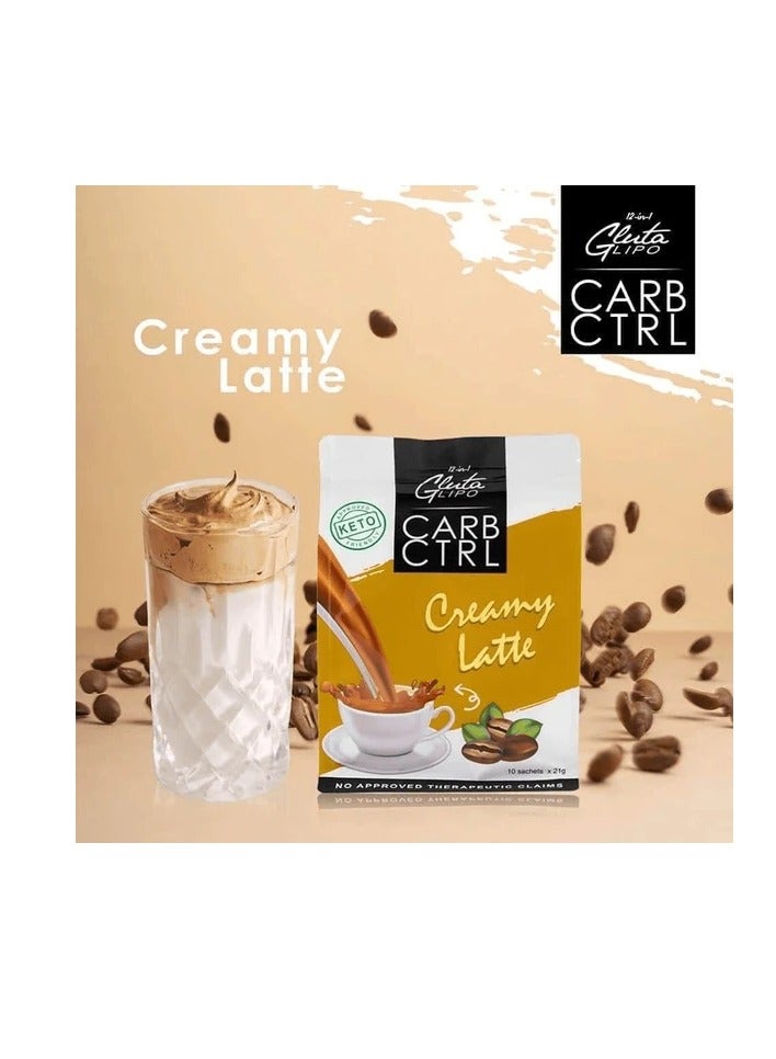 Gluta Lipo Keto Carb CTRL Creamy Latte Drink - 10 x 21g