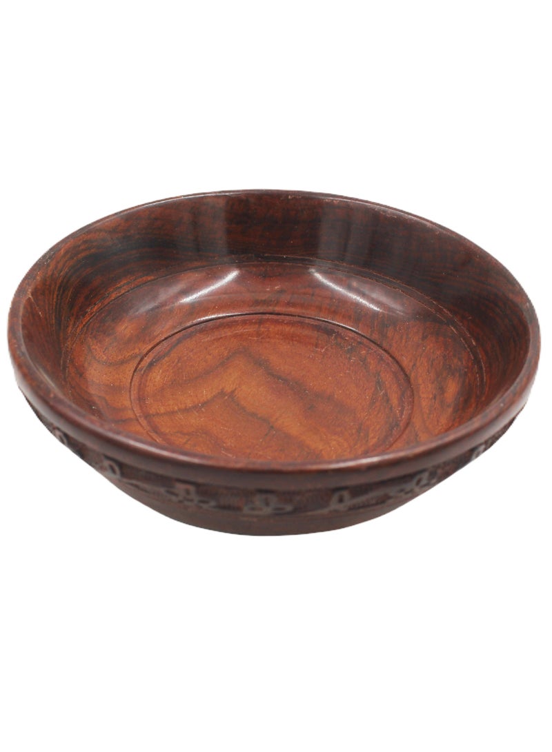 Handmade Wooden Bowl With Carving Work 7 X 2 Inch