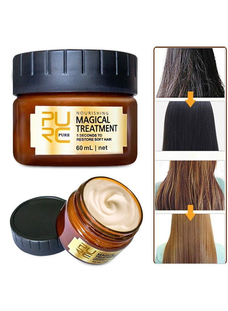 Pure Magical Hair Mask 60ml Keratin Argan Hair Treatment 5 Seconds Mask Root Repair Nourishing