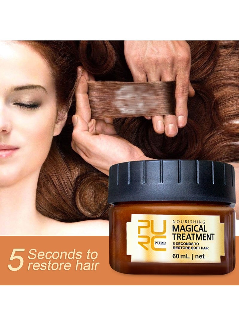 Pure Magical Hair Mask 60ml Keratin Argan Hair Treatment 5 Seconds Mask Root Repair Nourishing