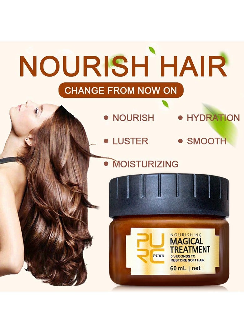 Pure Magical Hair Mask 60ml Keratin Argan Hair Treatment 5 Seconds Mask Root Repair Nourishing