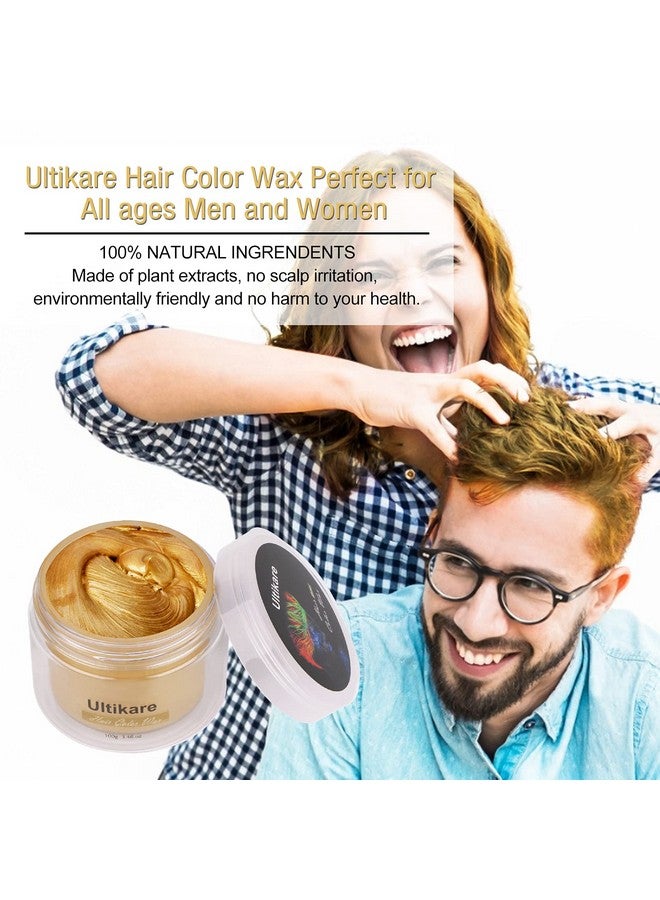 Hair Color Wax Blonde Ultikare Instant Hair Dye Cream Mud Washable Temporary Hair Dye Natural Hairstyle Color Pomade For Party Cosplay Halloween (Gold)